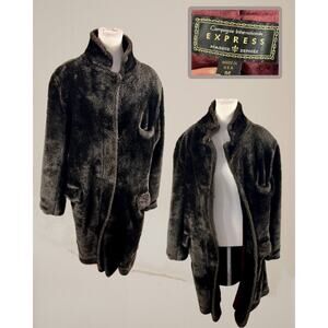 Vintage 80s 90s Express Compagnie Intl Faux Fur Full Length Teddy Coat Size M